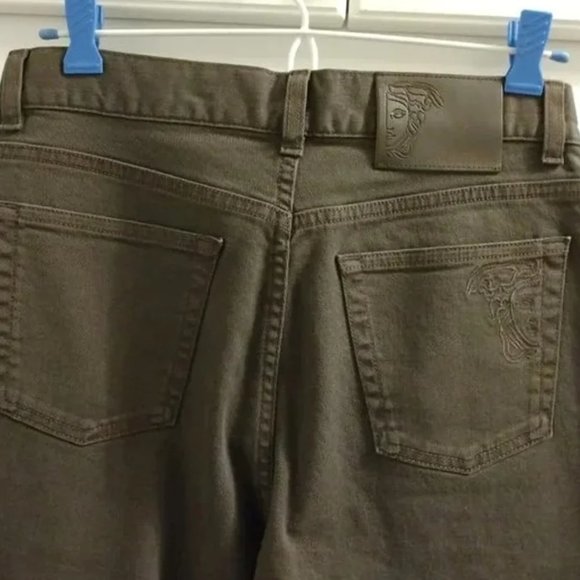 ❤️New VERSACE COLLECTION Gray Denim Jeans Medusa Head Patch Sz 30 - Picture 2 of 7